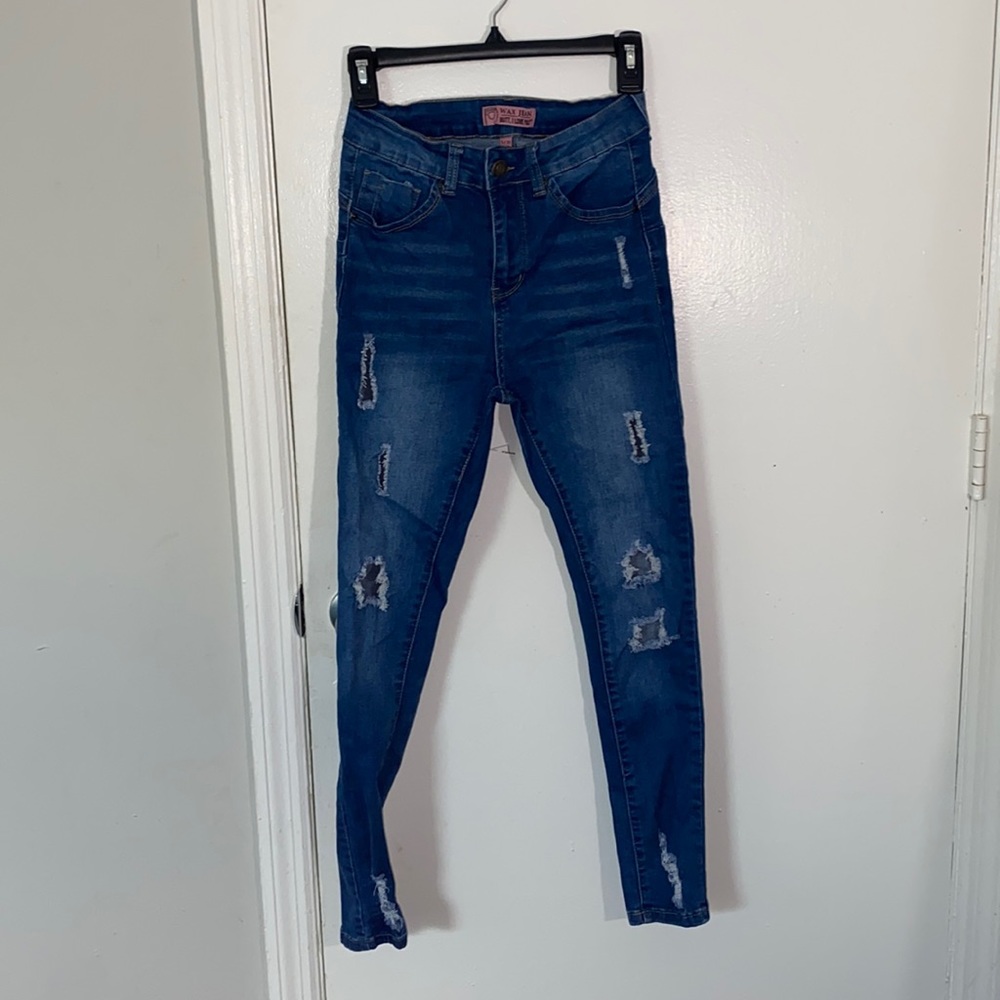 Ripped blue jeans